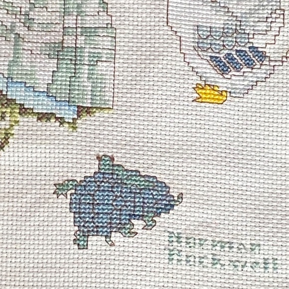 Norman Rockwell vintage cross stitch with couple & animals - Picture 9 of 16